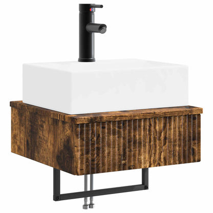 vidaXL Wall-Mounted Wash Basin Smoked Oak 40 x 41 x 39 cm