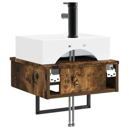vidaXL Wall-Mounted Wash Basin Smoked Oak 40 x 41 x 39 cm