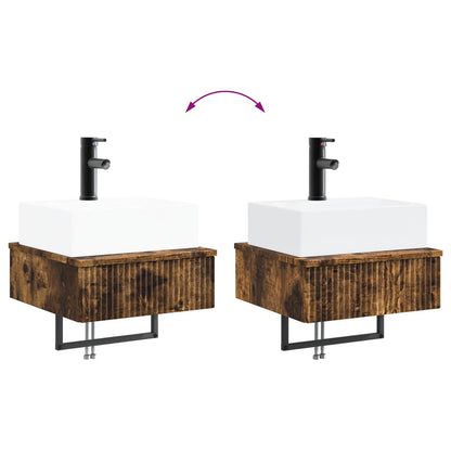 vidaXL Wall-Mounted Wash Basin Smoked Oak 40 x 41 x 39 cm