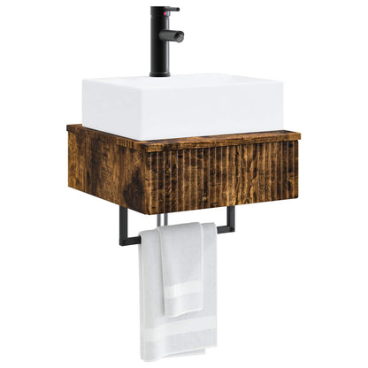 vidaXL Wall-Mounted Wash Basin Smoked Oak 40 x 41 x 39 cm