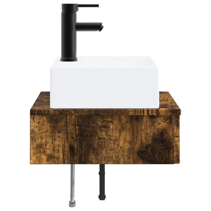 vidaXL Wall-Mounted Wash Basin Smoked Oak 40 x 41 x 39 cm