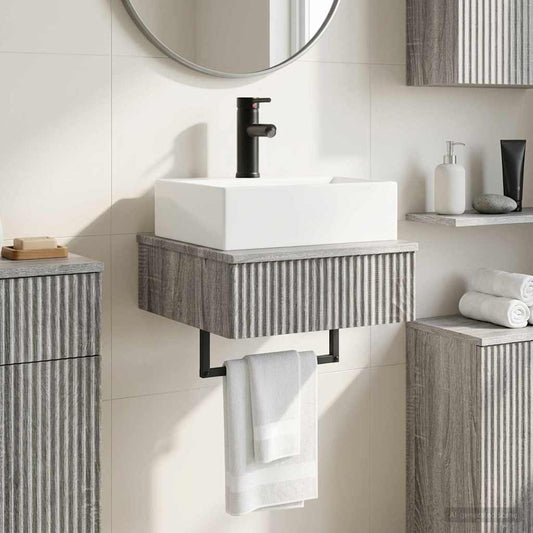 vidaXL Wall-Mounted Wash Basin Grey Sonoma 40 x 41 x 39 cm