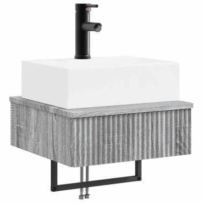 vidaXL Wall-Mounted Wash Basin Grey Sonoma 40 x 41 x 39 cm