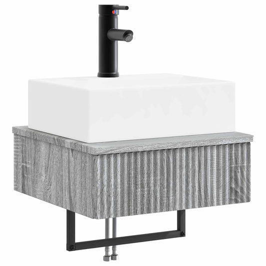 vidaXL Wall-Mounted Wash Basin Grey Sonoma 40 x 41 x 39 cm