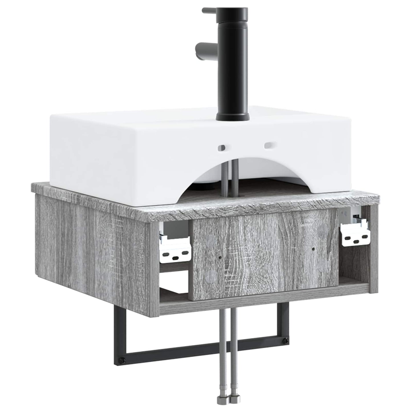 vidaXL Wall-Mounted Wash Basin Grey Sonoma 40 x 41 x 39 cm