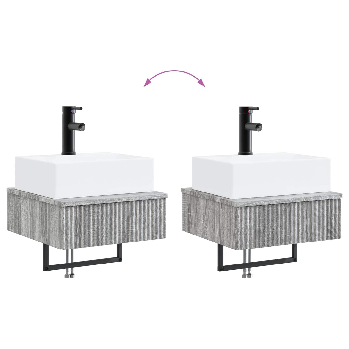 vidaXL Wall-Mounted Wash Basin Grey Sonoma 40 x 41 x 39 cm