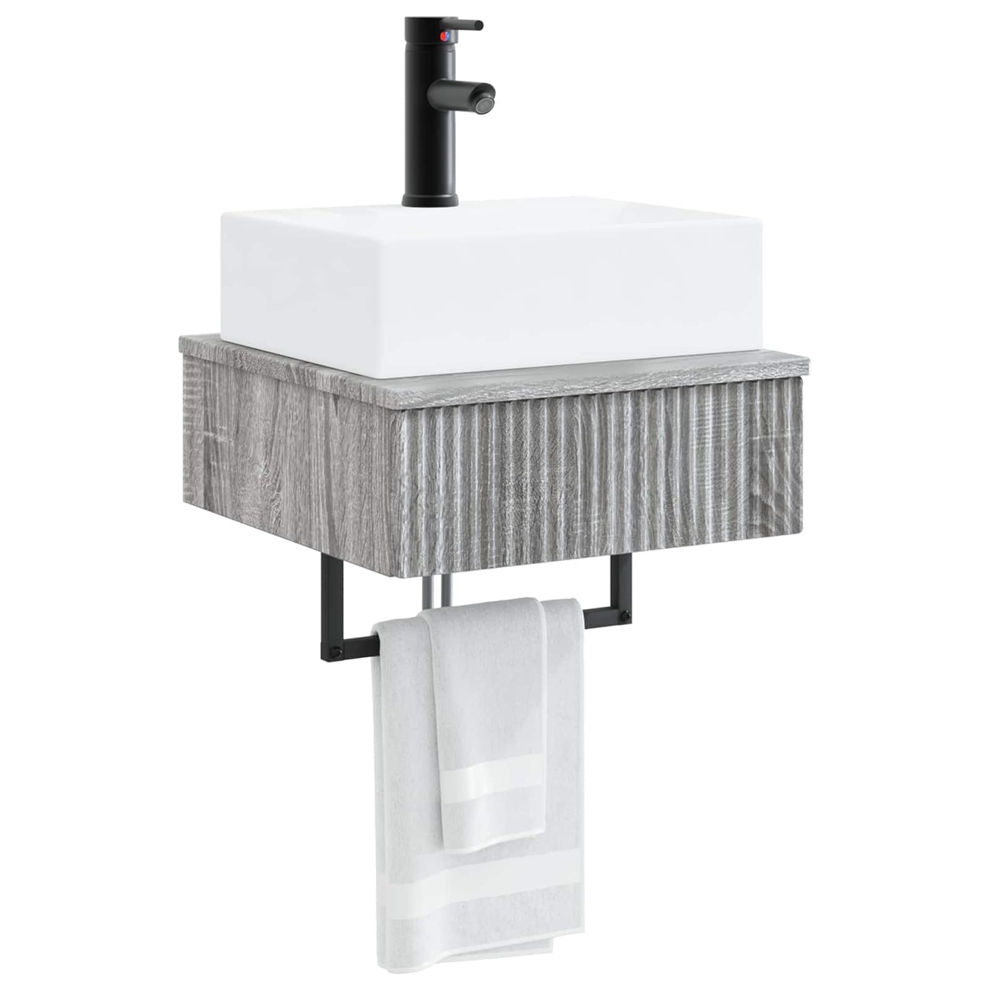 vidaXL Wall-Mounted Wash Basin Grey Sonoma 40 x 41 x 39 cm