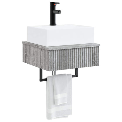 vidaXL Wall-Mounted Wash Basin Grey Sonoma 40 x 41 x 39 cm