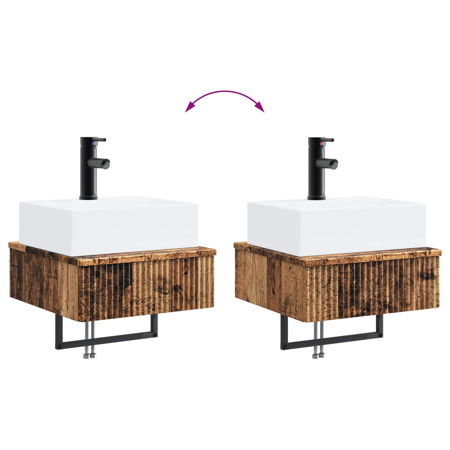 vidaXL Wall-Mounted Wash Basin Old Wood 40 x 41 x 39 cm