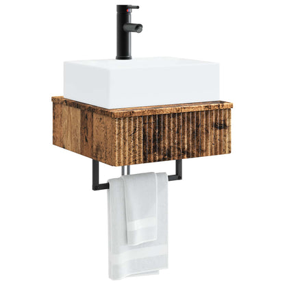 vidaXL Wall-Mounted Wash Basin Old Wood 40 x 41 x 39 cm