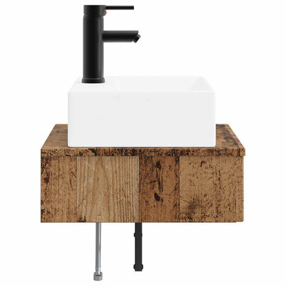 vidaXL Wall-Mounted Wash Basin Old Wood 40 x 41 x 39 cm
