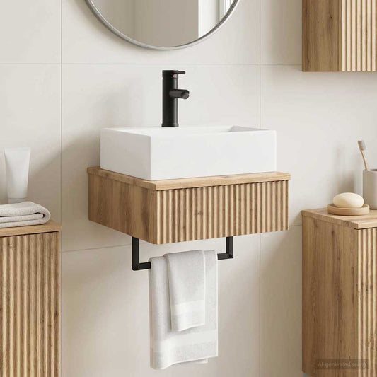 vidaXL Wall-Mounted Wash Basin Artisan Oak 40 x 41 x 39 cm