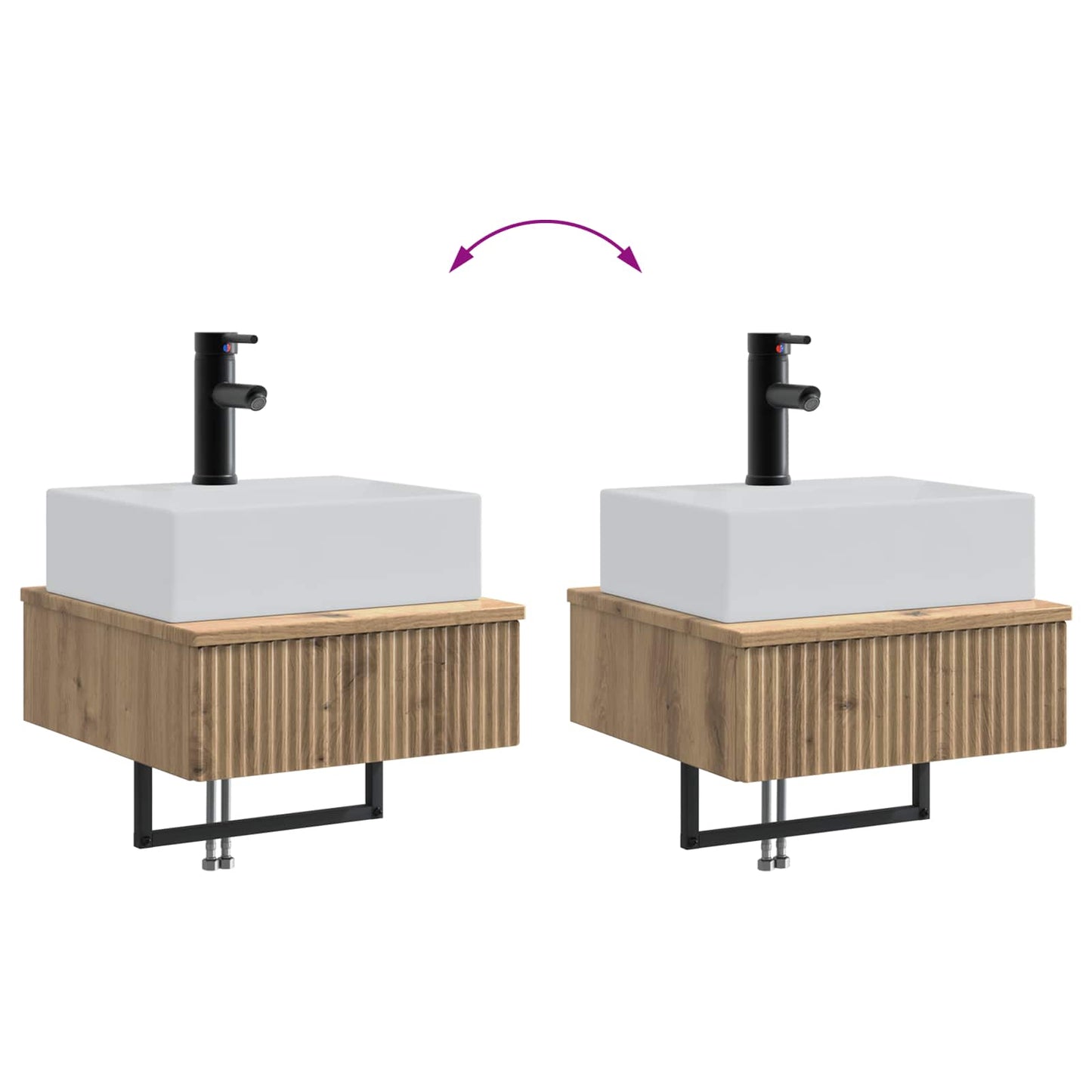 vidaXL Wall-Mounted Wash Basin Artisan Oak 40 x 41 x 39 cm