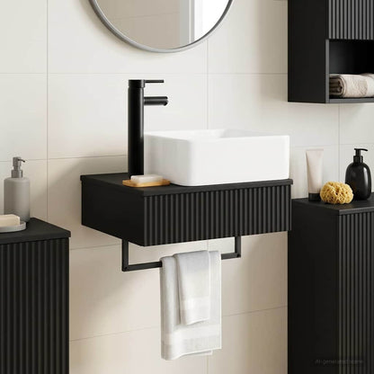 vidaXL Wall-Mounted Wash Basin Black 53 x 35 x 39 cm Engineered Wood