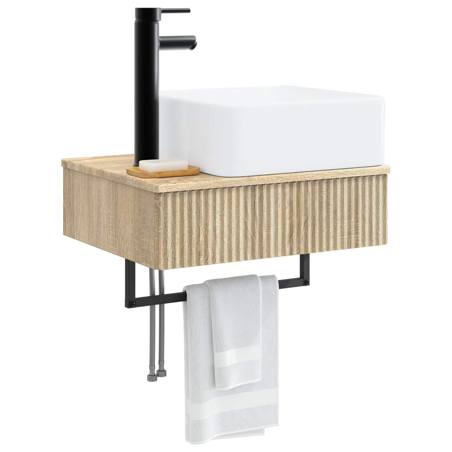 vidaXL Wall-Mounted Wash Basin Sonoma Oak 53 x 35 x 39 cm