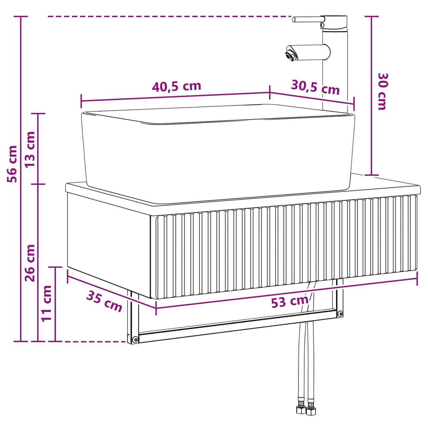 vidaXL Wall-Mounted Wash Basin Sonoma Oak 53 x 35 x 39 cm