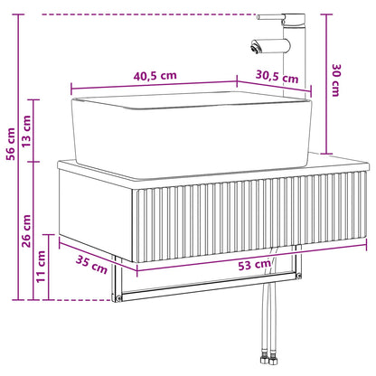 vidaXL Wall-Mounted Wash Basin Sonoma Oak 53 x 35 x 39 cm