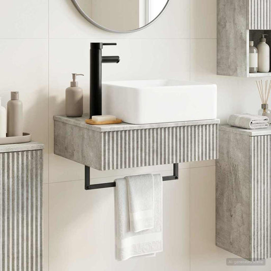 vidaXL Wall-Mounted Wash Basin Concrete Grey 53 x 35 x 39 cm