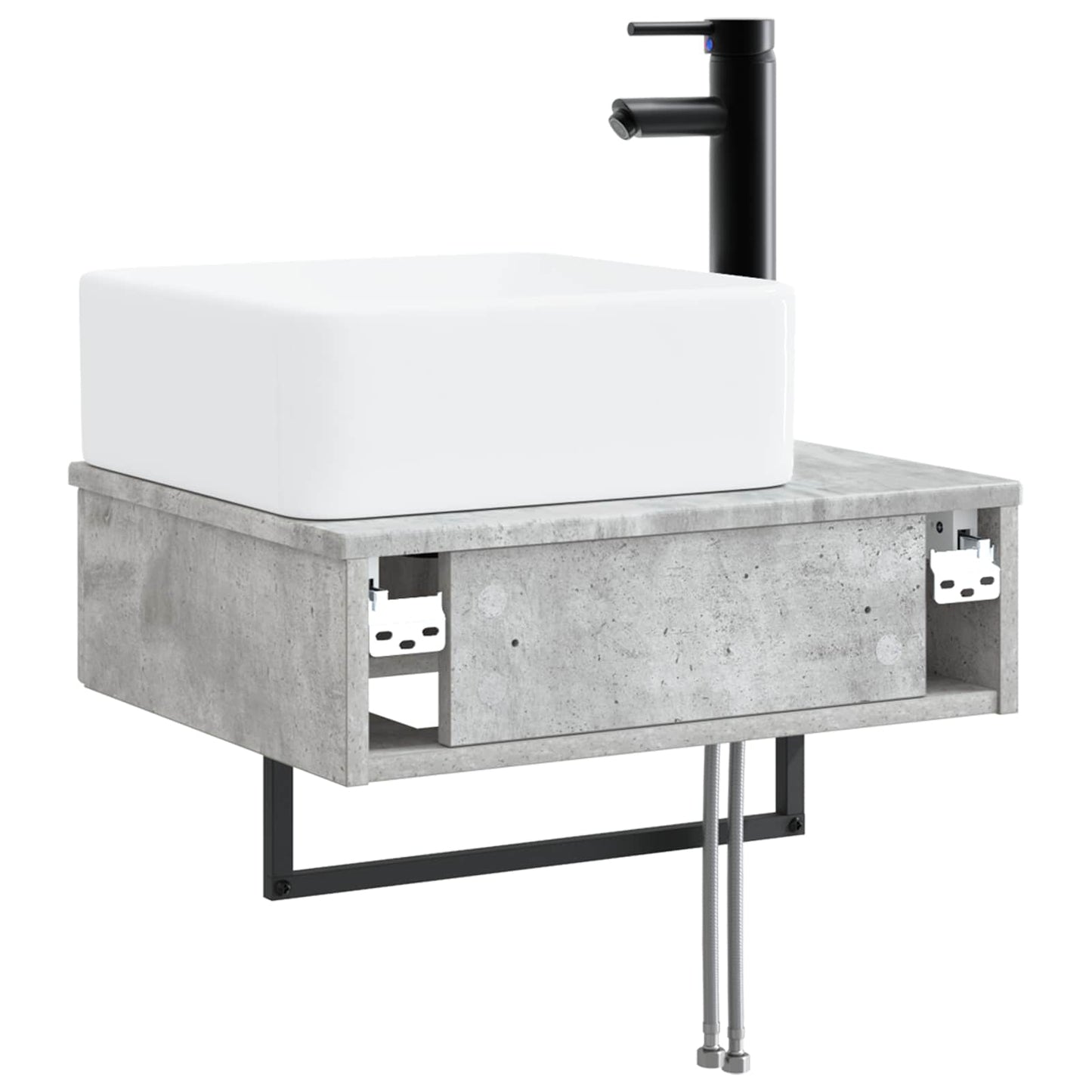 vidaXL Wall-Mounted Wash Basin Concrete Grey 53 x 35 x 39 cm
