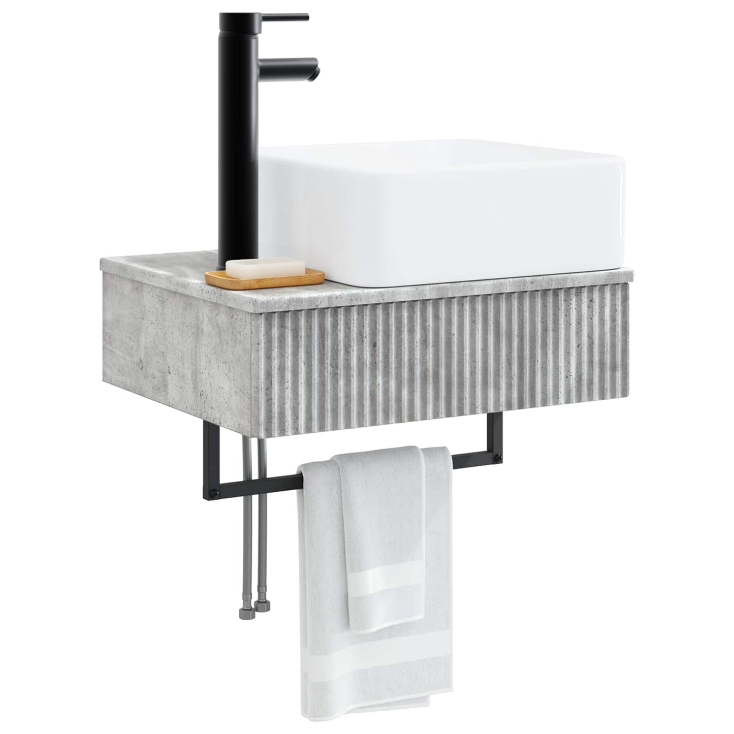 vidaXL Wall-Mounted Wash Basin Concrete Grey 53 x 35 x 39 cm