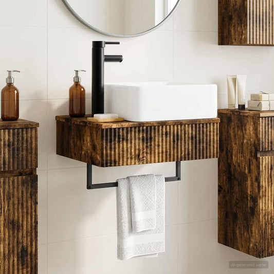 vidaXL Wall-Mounted Wash Basin Smoked Oak 53 x 35 x 39 cm