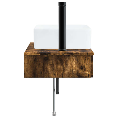 vidaXL Wall-Mounted Wash Basin Smoked Oak 53 x 35 x 39 cm