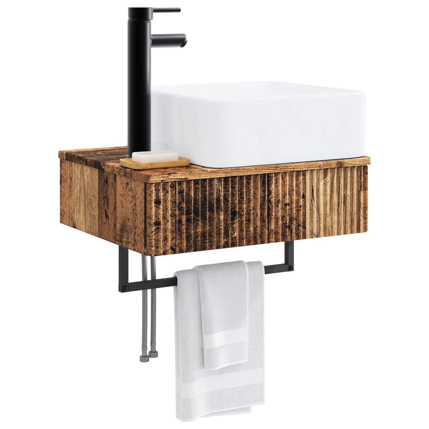 vidaXL Wall-Mounted Wash Basin Old Wood 53 x 35 x 39 cm