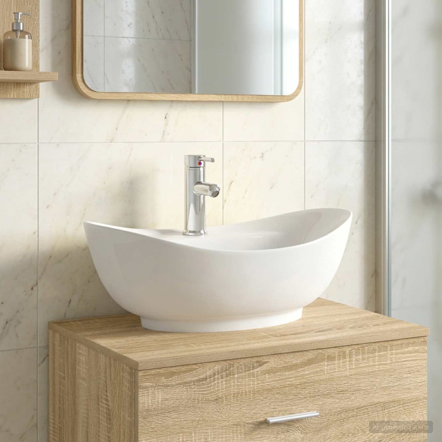 vidaXL Bathroom Wash Basin Chrome 59 x 35 x 21 cm Metal