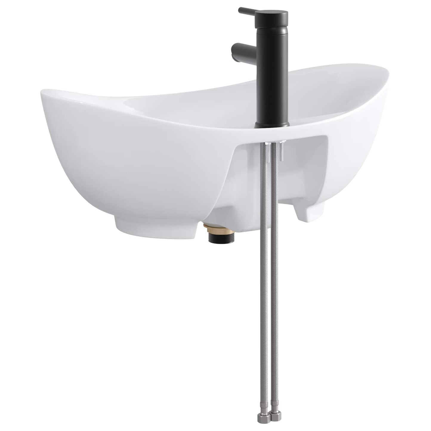 vidaXL Bathroom Wash Basin Matte Black 59 x 35 x 21 cm Metal
