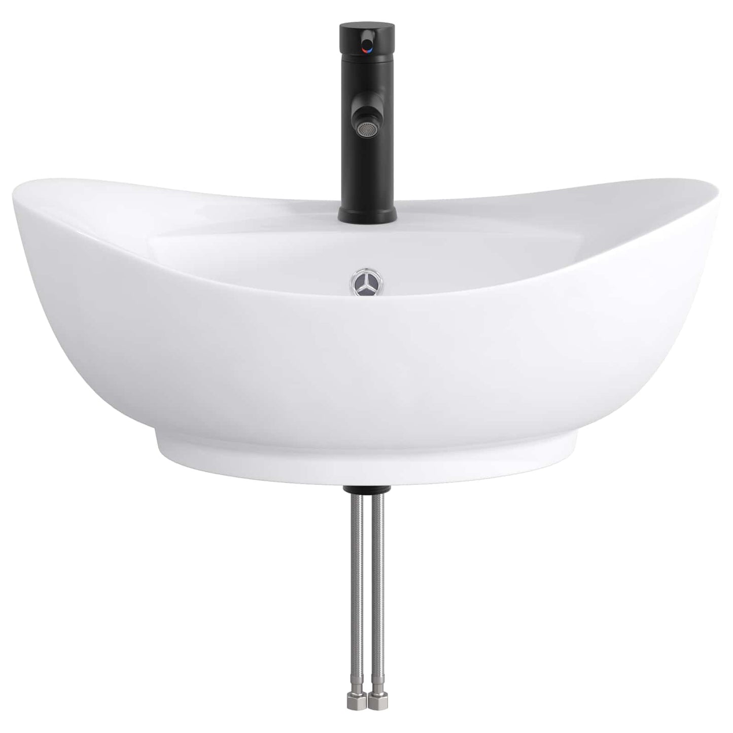 vidaXL Bathroom Wash Basin Matte Black 59 x 35 x 21 cm Metal