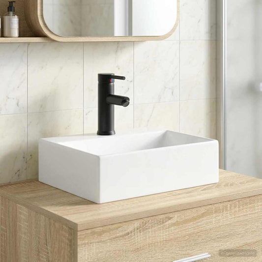 vidaXL Bathroom Wash Basin Matte Black 39 x 30.5 x 12.5 cm Metal