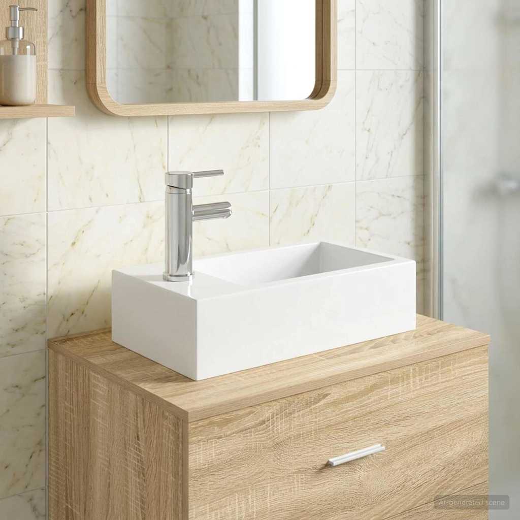 vidaXL Bathroom Wash Basin Chrome 45.5 x 25.5 x 13 cm Metal