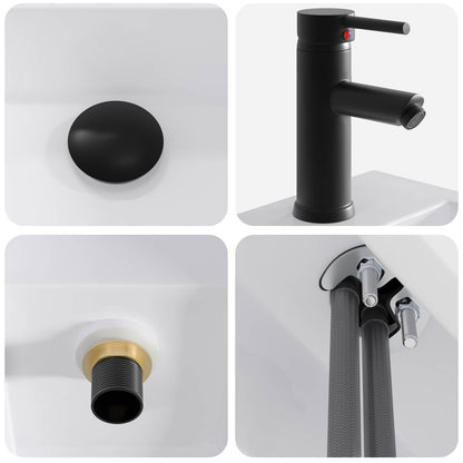 vidaXL Bathroom Wash Basin Matte Black 45.5 x 25.5 x 13 cm Metal
