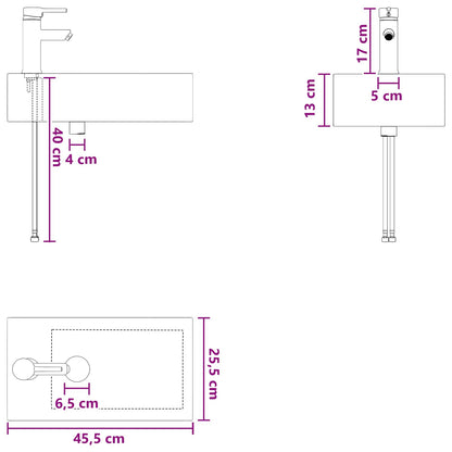 vidaXL Bathroom Wash Basin Matte Black 45.5 x 25.5 x 13 cm Metal