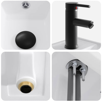 vidaXL Bathroom Wash Basin Matte Black 40.5 x 22.5 x 11.5 cm Metal