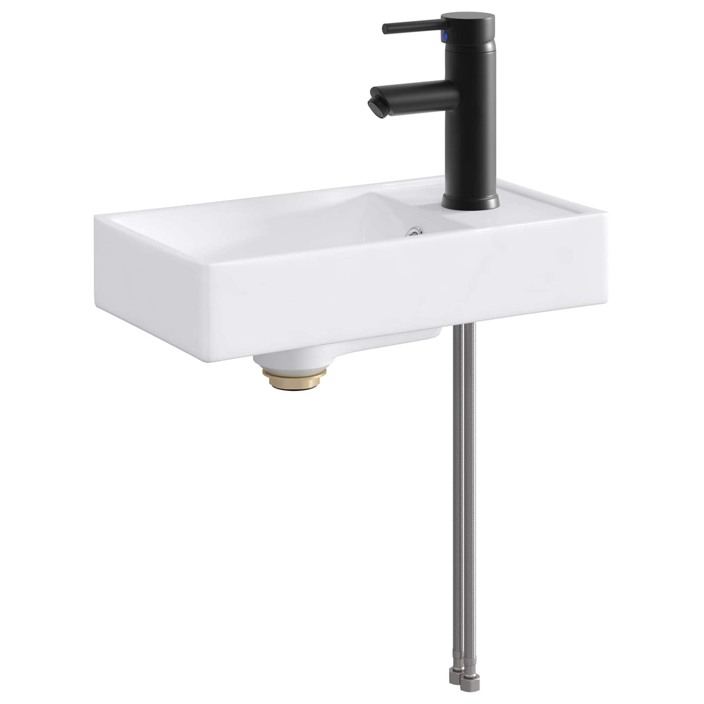 vidaXL Bathroom Wash Basin Matte Black 40.5 x 22.5 x 11.5 cm Metal