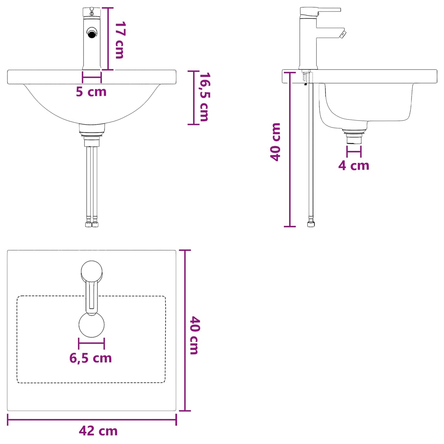 vidaXL Bathroom Wash Basin Chrome 42 x 40 x 16.5 cm Metal