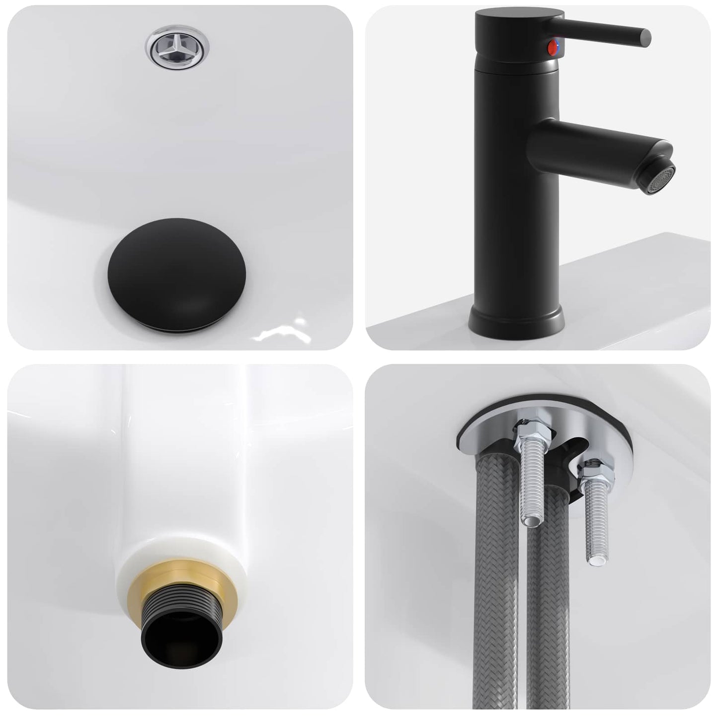vidaXL Bathroom Wash Basin Matte Black 42 x 40 x 16.5 cm Metal