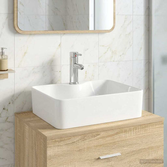 vidaXL Bathroom Wash Basin Chrome 48.5 x 37.5 x 13 cm Metal