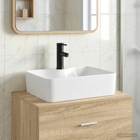 vidaXL Bathroom Wash Basin Matte Black 48.5 x 37.5 x 13 cm Metal
