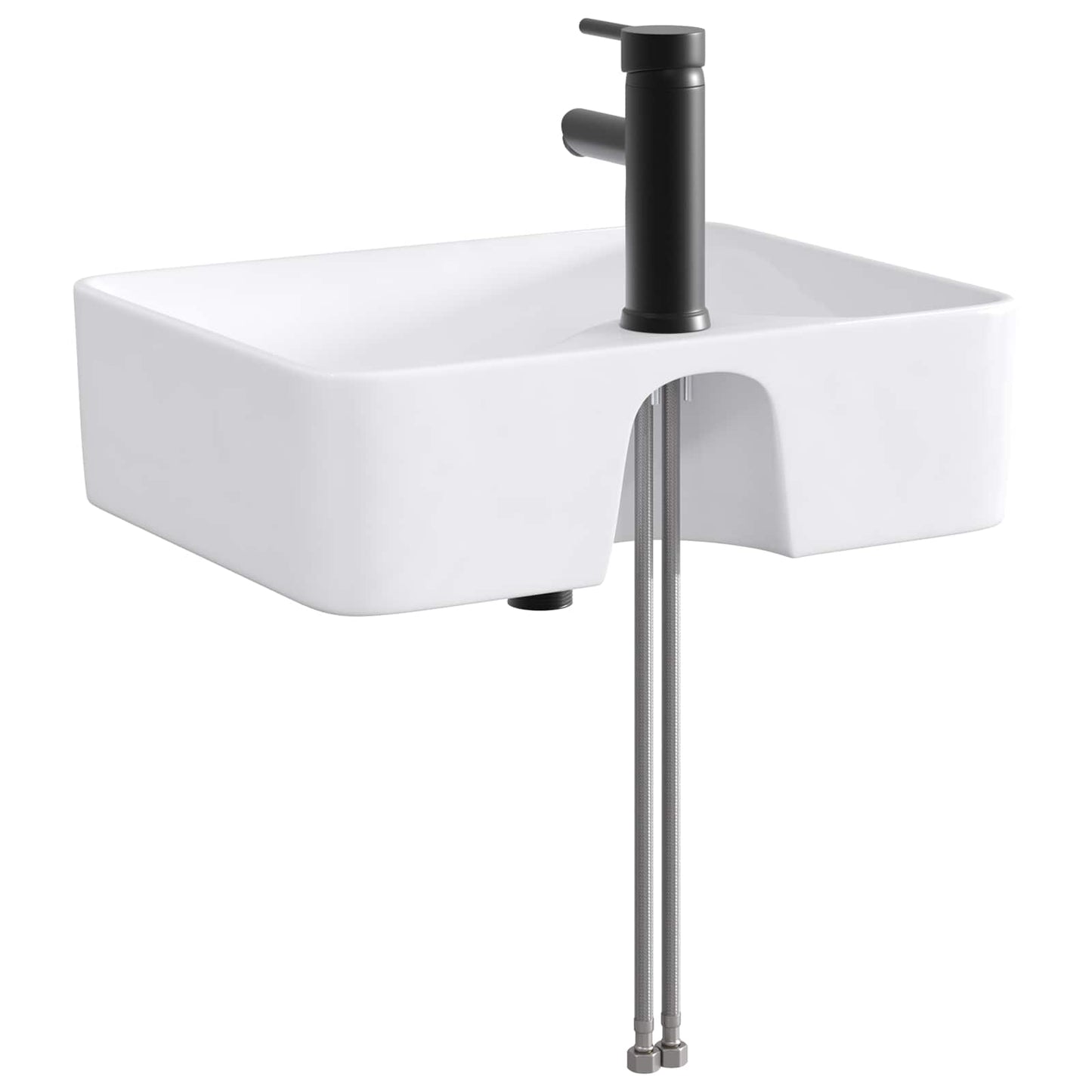 vidaXL Bathroom Wash Basin Matte Black 48.5 x 37.5 x 13 cm Metal