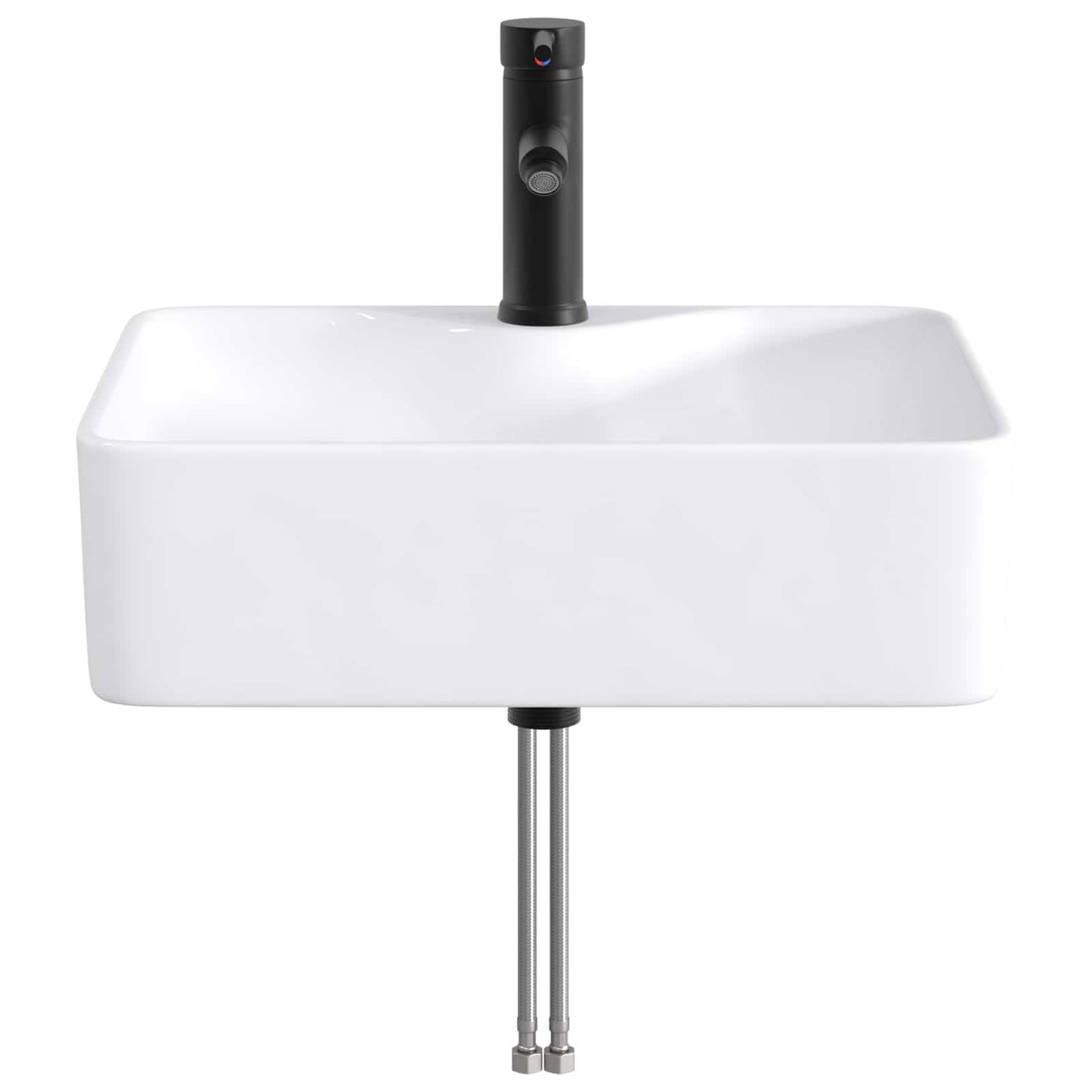 vidaXL Bathroom Wash Basin Matte Black 48.5 x 37.5 x 13 cm Metal