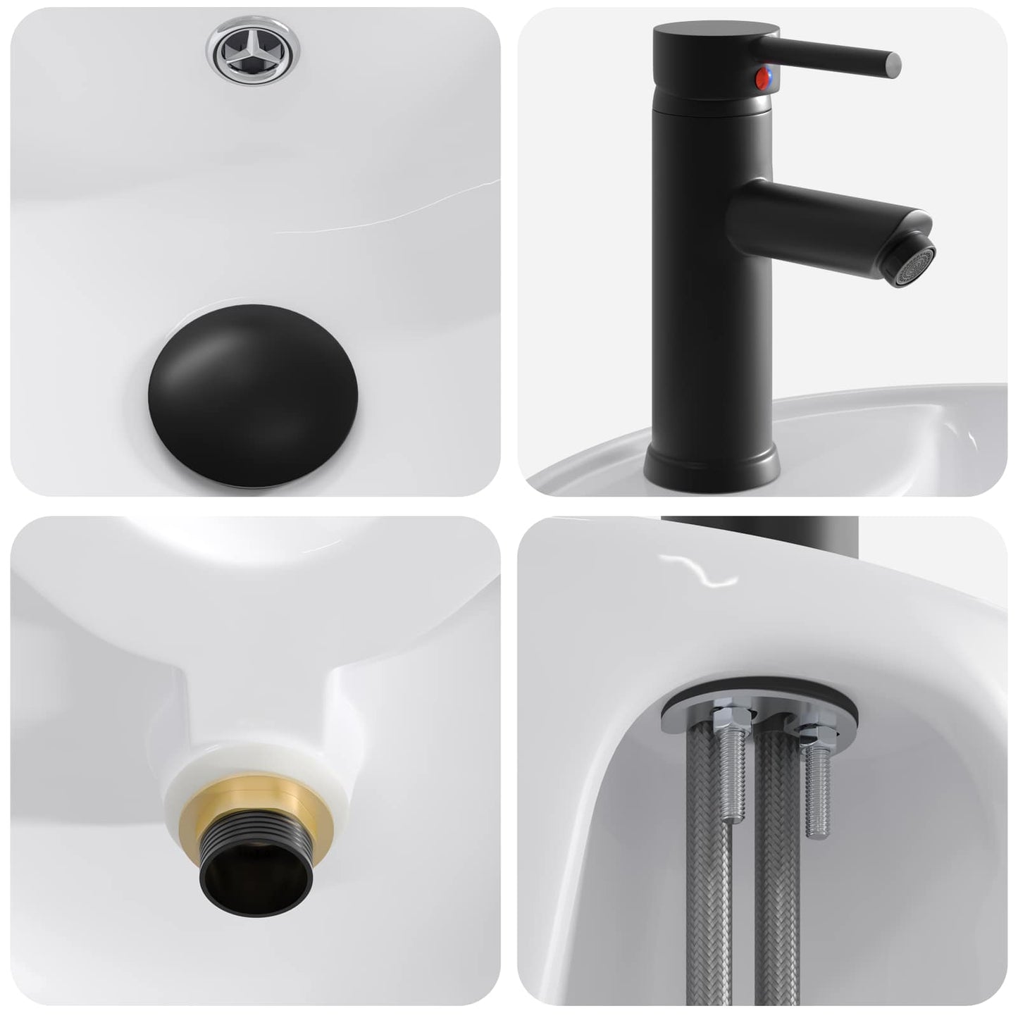 vidaXL Bathroom Wash Basin Matte Black 40.5 x 40.5 x 15 cm Metal