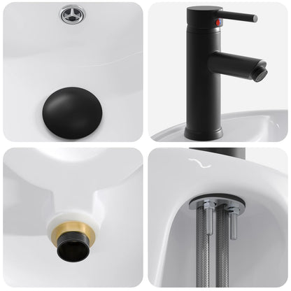 vidaXL Bathroom Wash Basin Matte Black 40.5 x 40.5 x 15 cm Metal