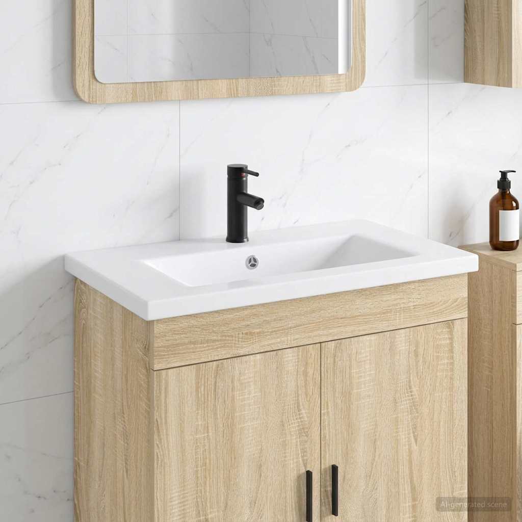 vidaXL Bathroom Wash Basin Matte Black 81 x 40 x 17.5 cm Metal