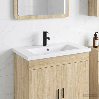 vidaXL Bathroom Wash Basin Matte Black 81 x 40 x 17.5 cm Metal
