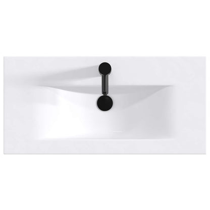 vidaXL Bathroom Wash Basin Matte Black 81 x 40 x 17.5 cm Metal