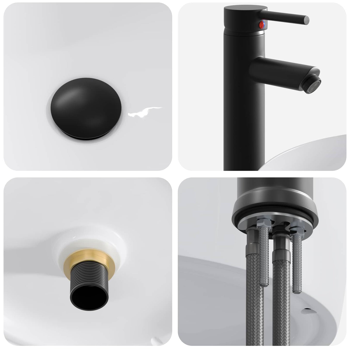 vidaXL Bathroom Wash Basin Matte Black 38.5 x 38.5 x 16 cm Metal