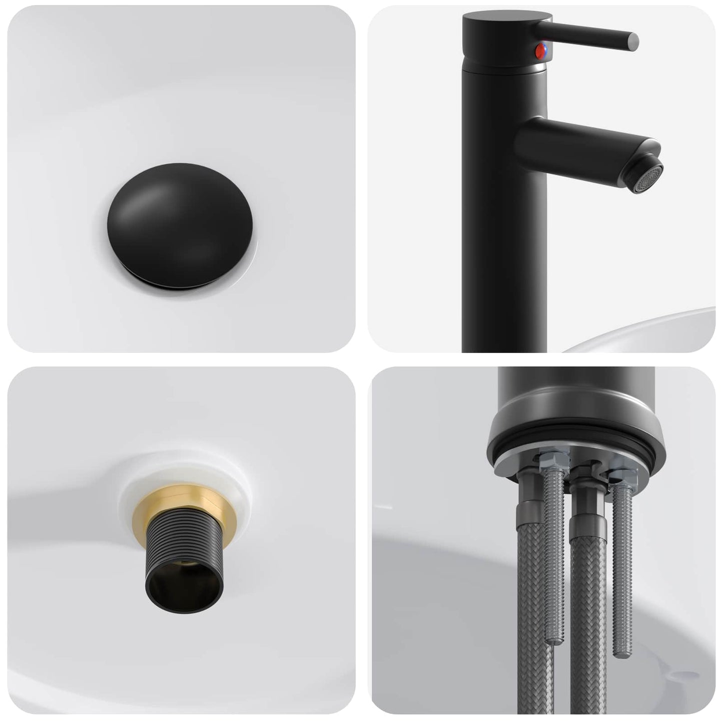 vidaXL Bathroom Wash Basin Matte Black 40.5 x 40.5 x 15.5 cm Metal