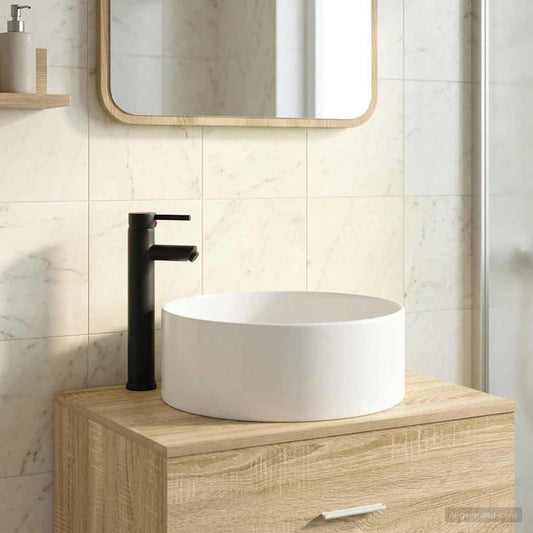vidaXL Bathroom Wash Basin Matte Black 40.5 x 40.5 x 15.5 cm Metal